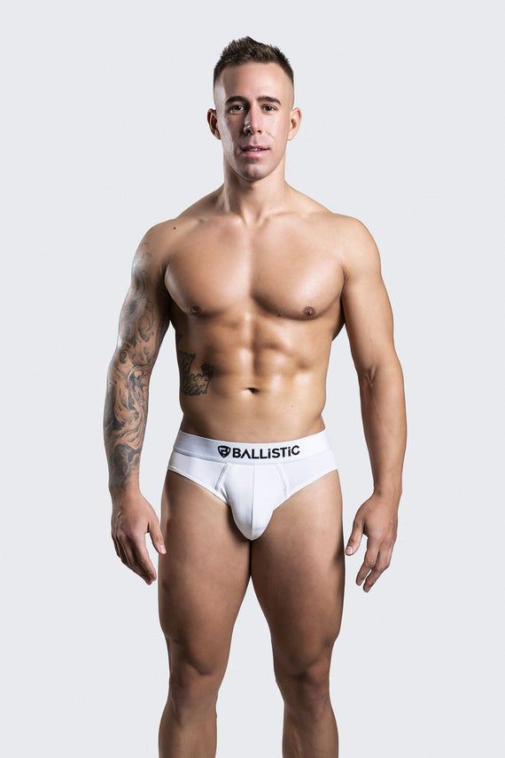 Ballistic White Viscose Brief - BALLISTIC MENSWEAR